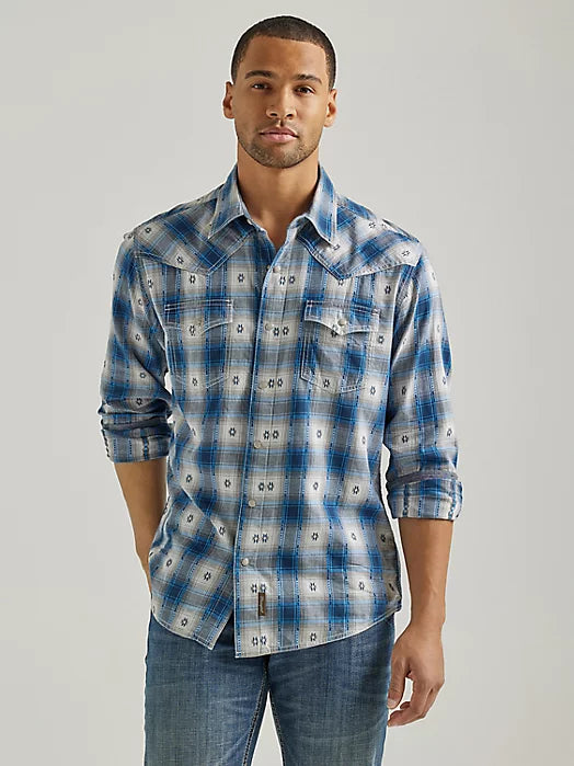 Modern Fit Blue Plaid Shirt