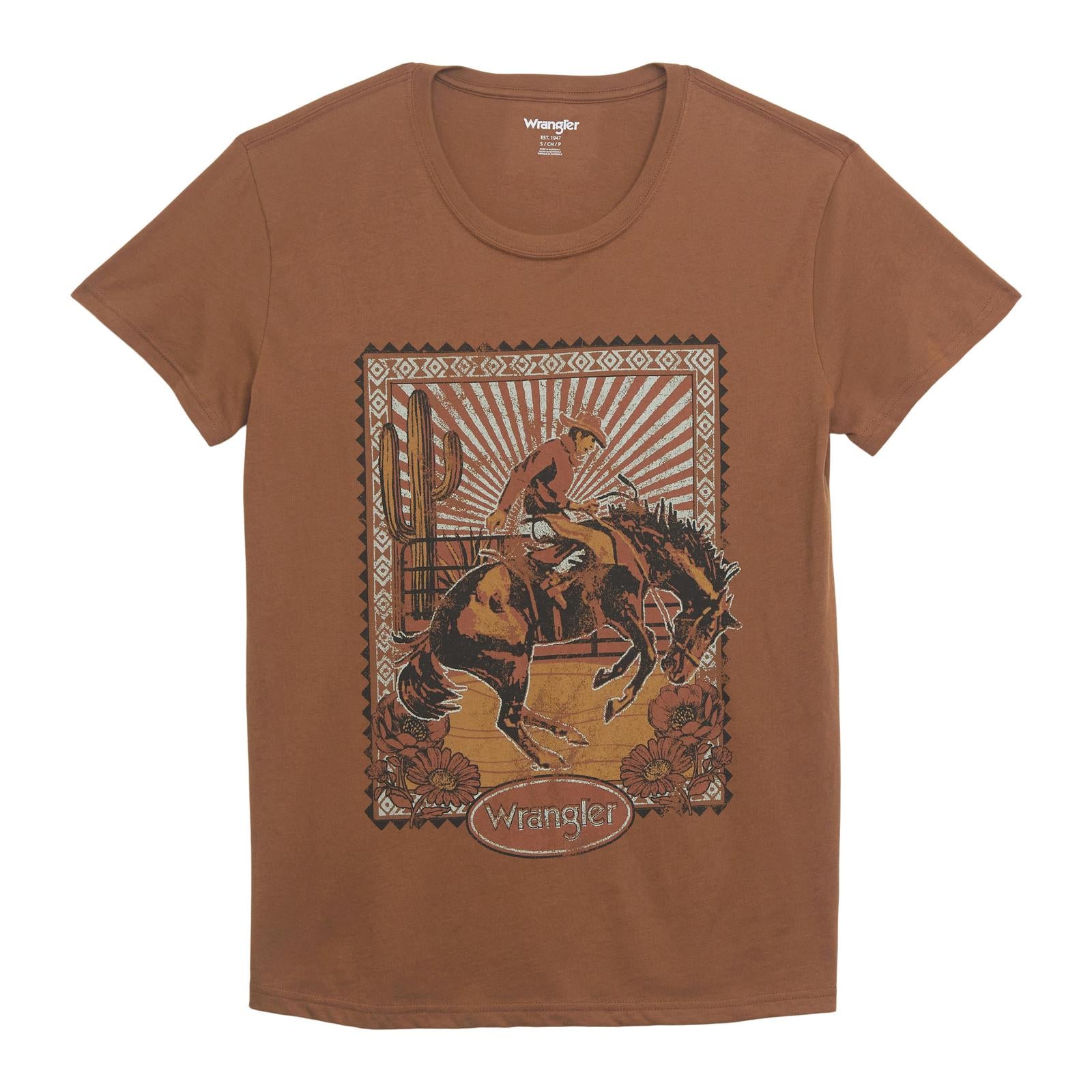 Wrangler - Women's Short Sleeve Boyfriend Tee Retro Graphic Toffee