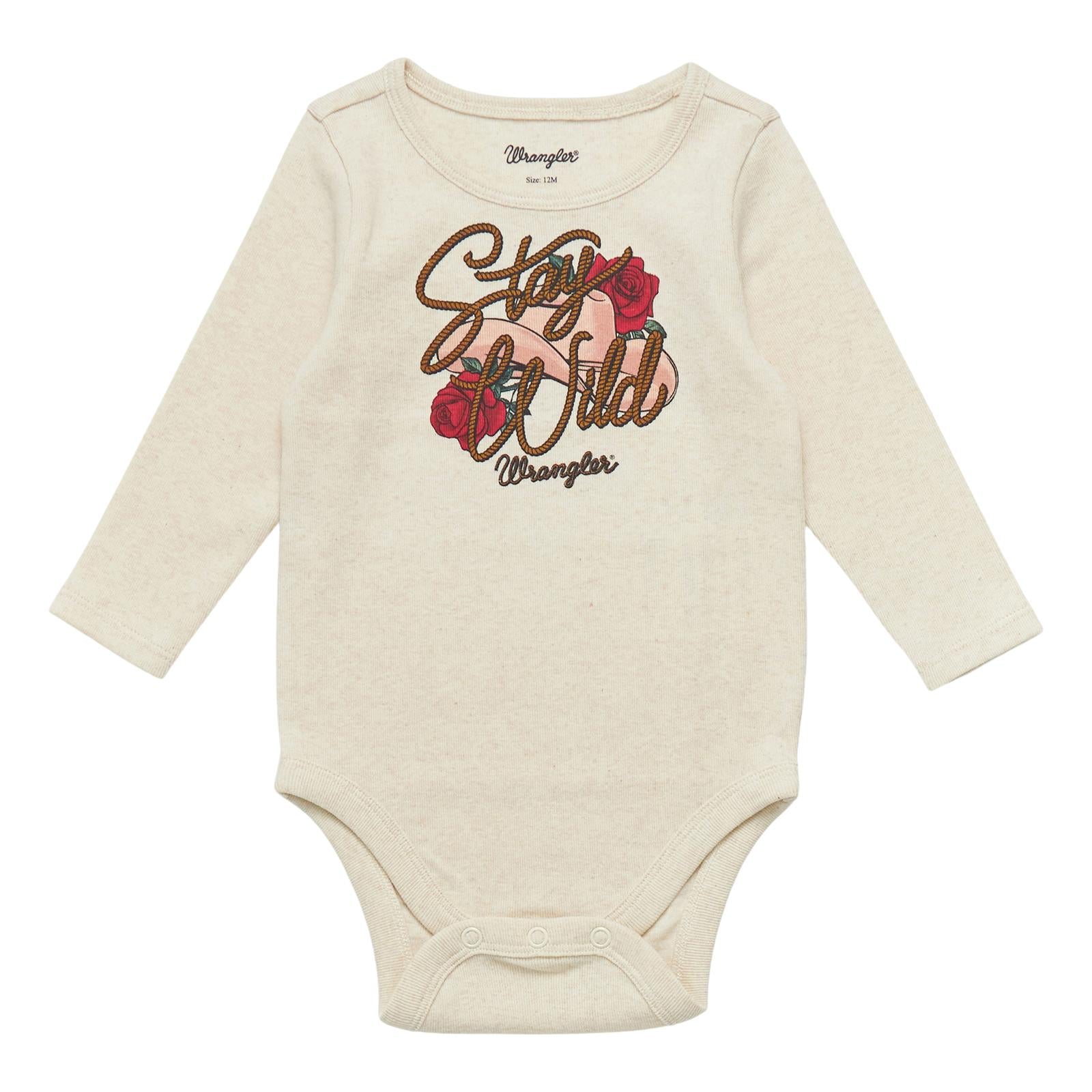 Wrangler - Baby Girl's Long Sleeve Stay Wild Graphic Bodysuit