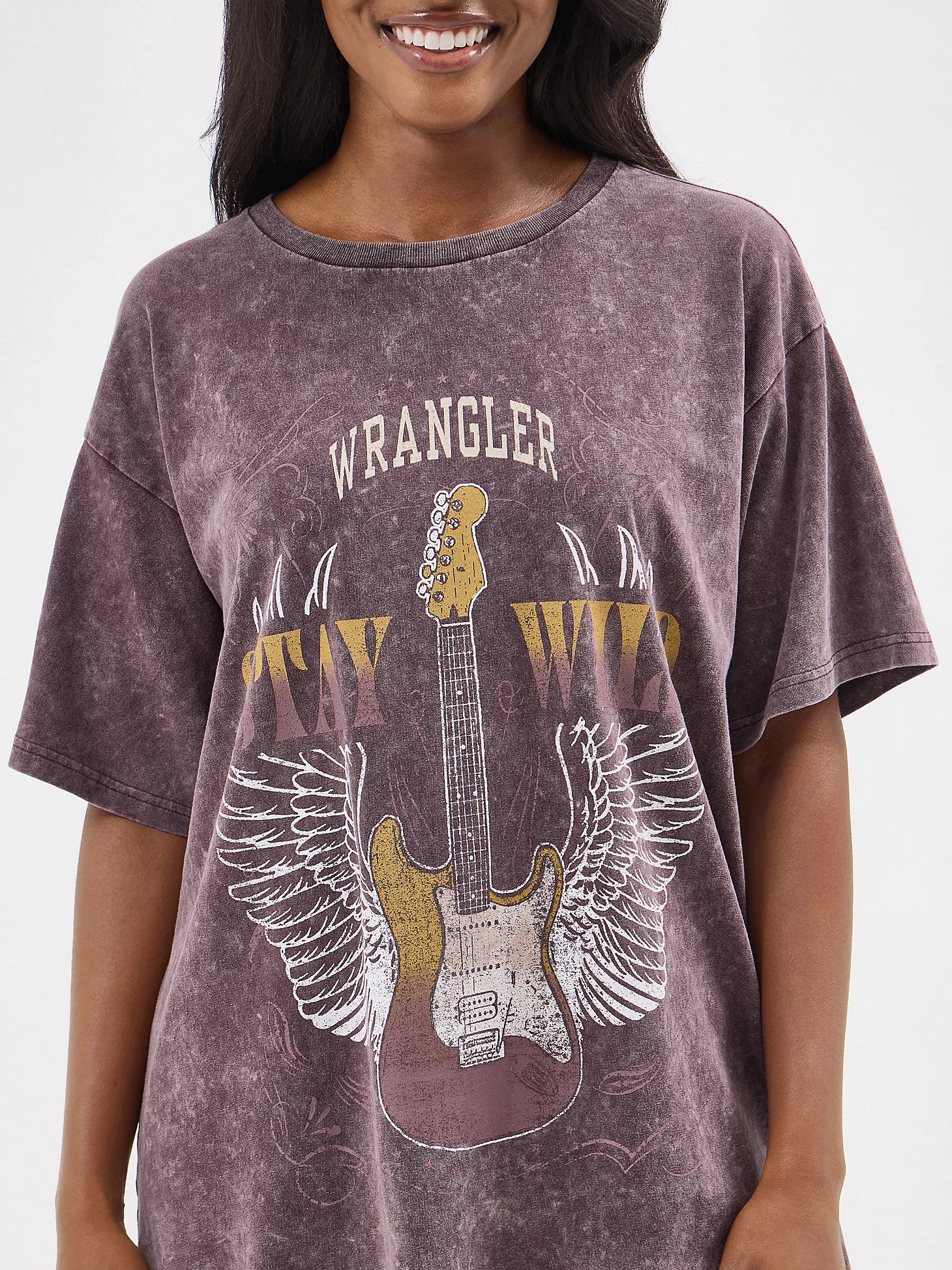 Wrangler Women's - Acid Wash Oversized Graphic Tee