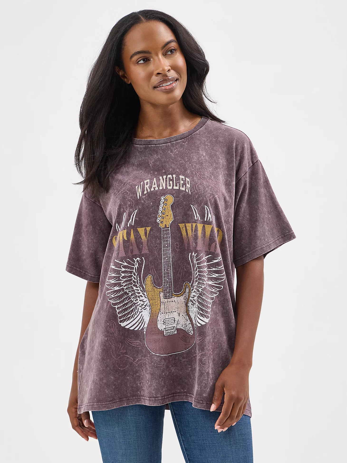 Wrangler Women's - Acid Wash Oversized Graphic Tee