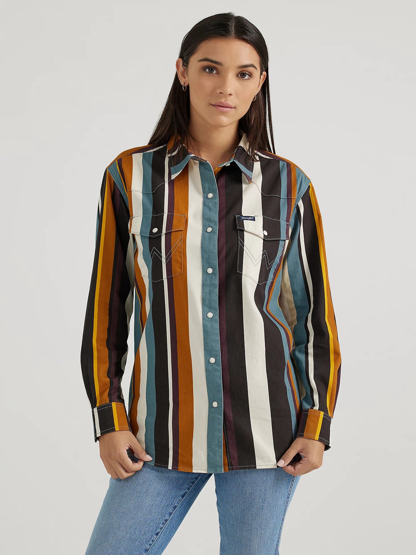 Wrangler - Women's Long Sleeve Shirt - Brushpopper Stripe Snap