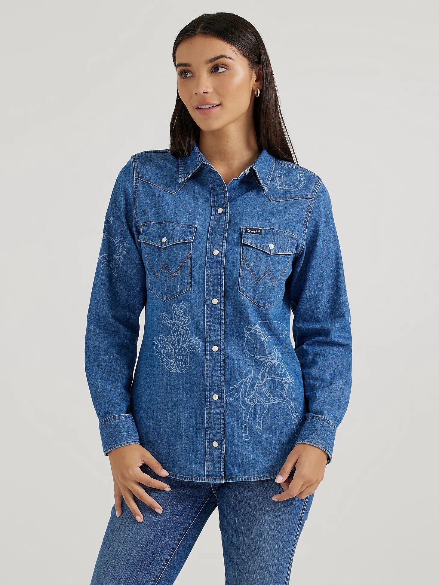 Wrangler Women's - Lasered Icons Cowboy Snap Shirt