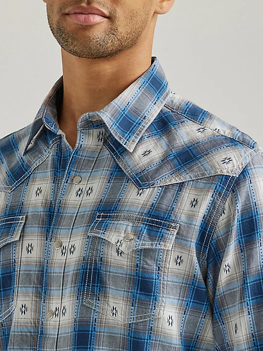 Modern Fit Blue Plaid Shirt