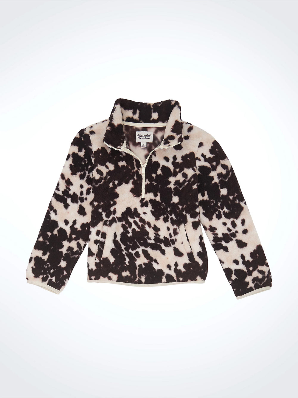 Wrangler - Girl's Cow Print Quarter-Zip Sherpa Pullover