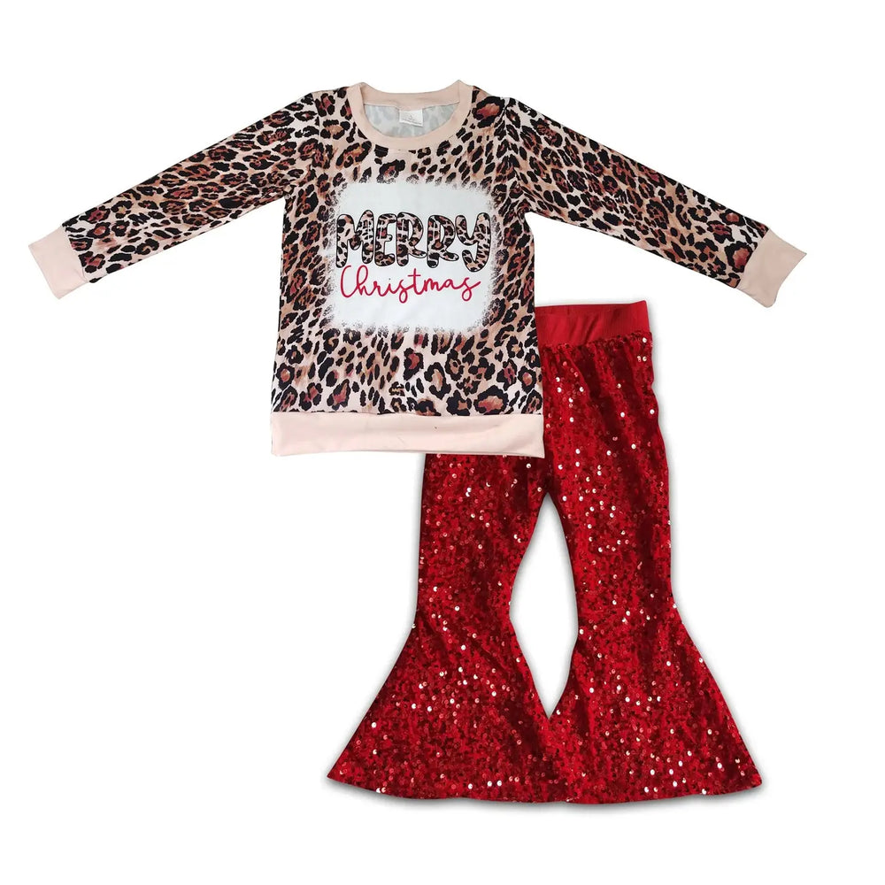 Little Girl Merry Christmas Sequin Set