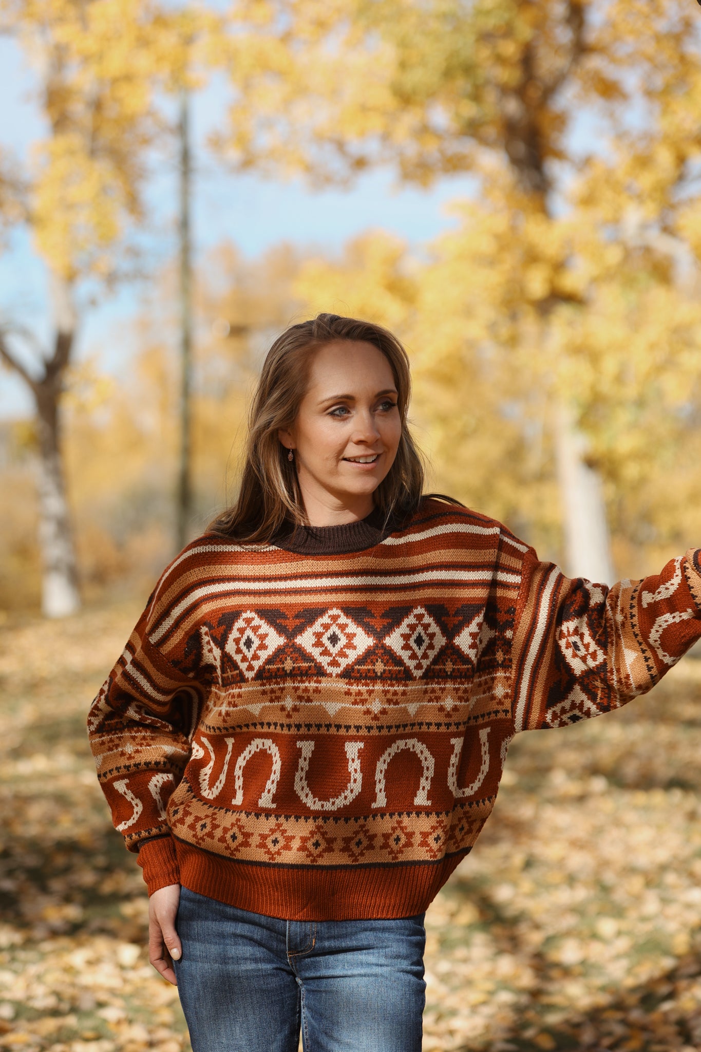 Wrangler - Women's Sweater Burgundy/Brown Punchy Crew (XL/XXL Only)