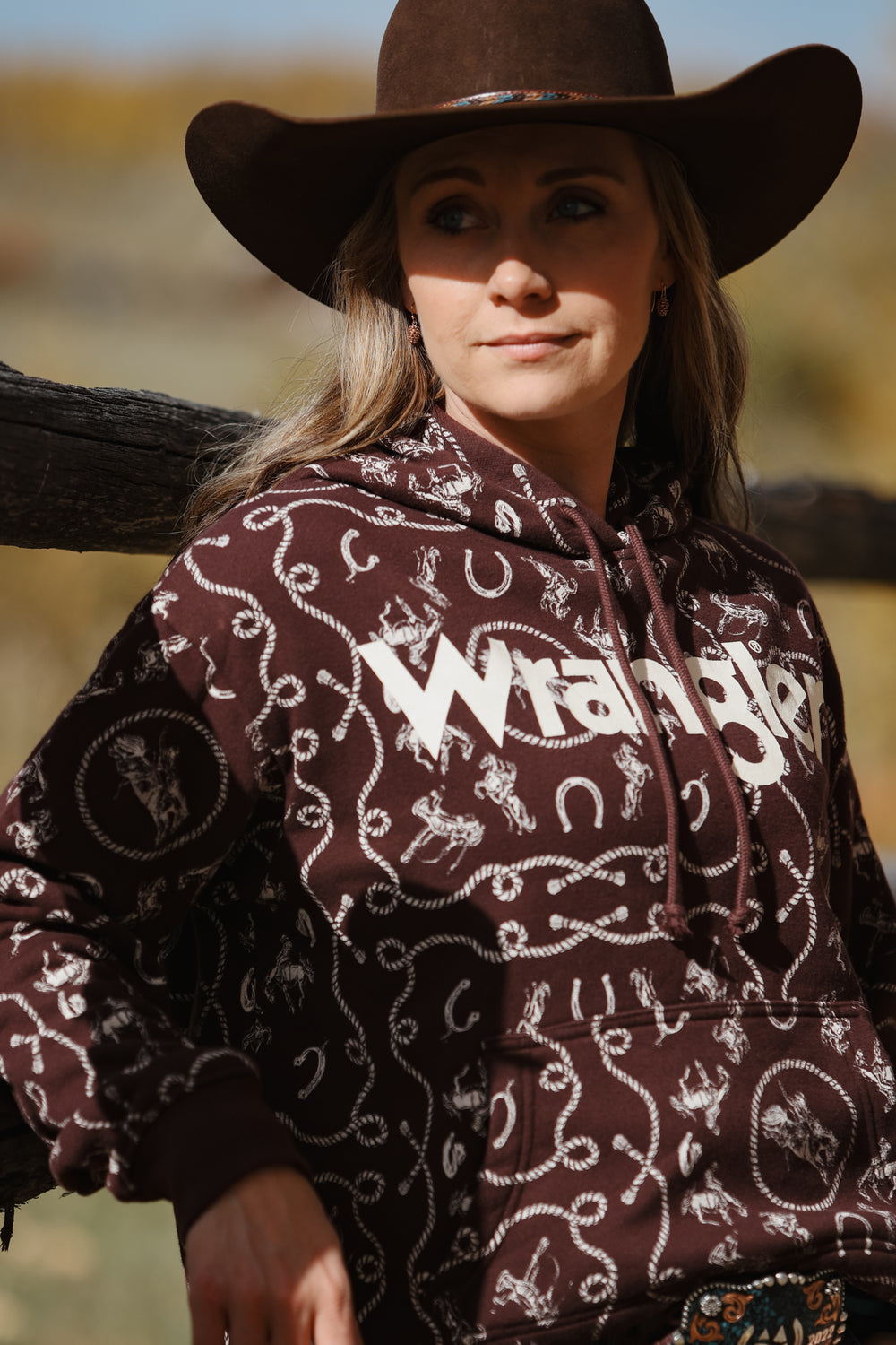 Wrangler - Women's Allover Western Cinched Hoodie