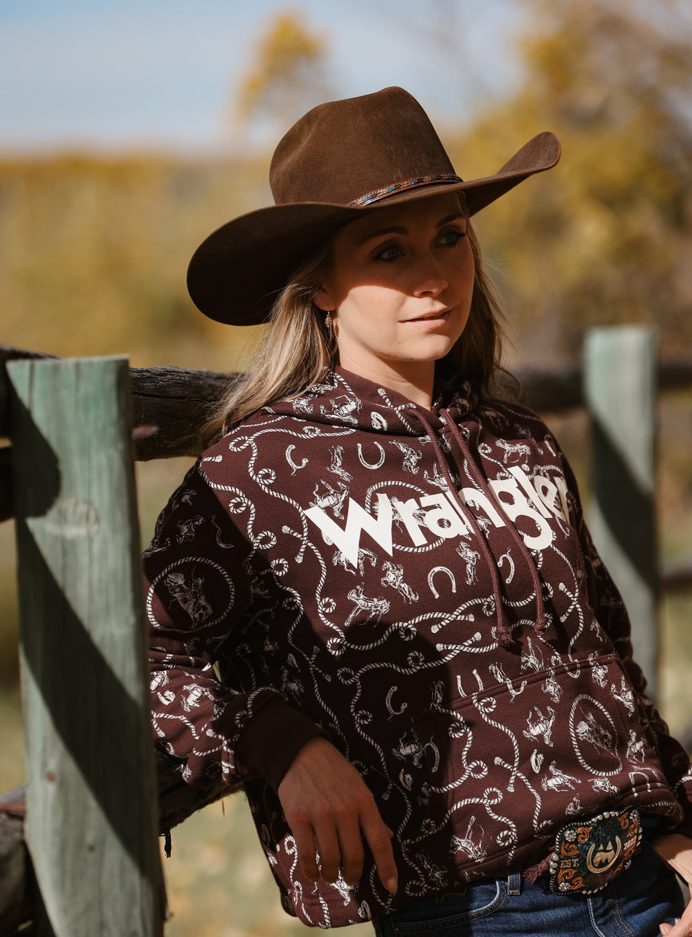 Wrangler - Women's Allover Western Cinched Hoodie