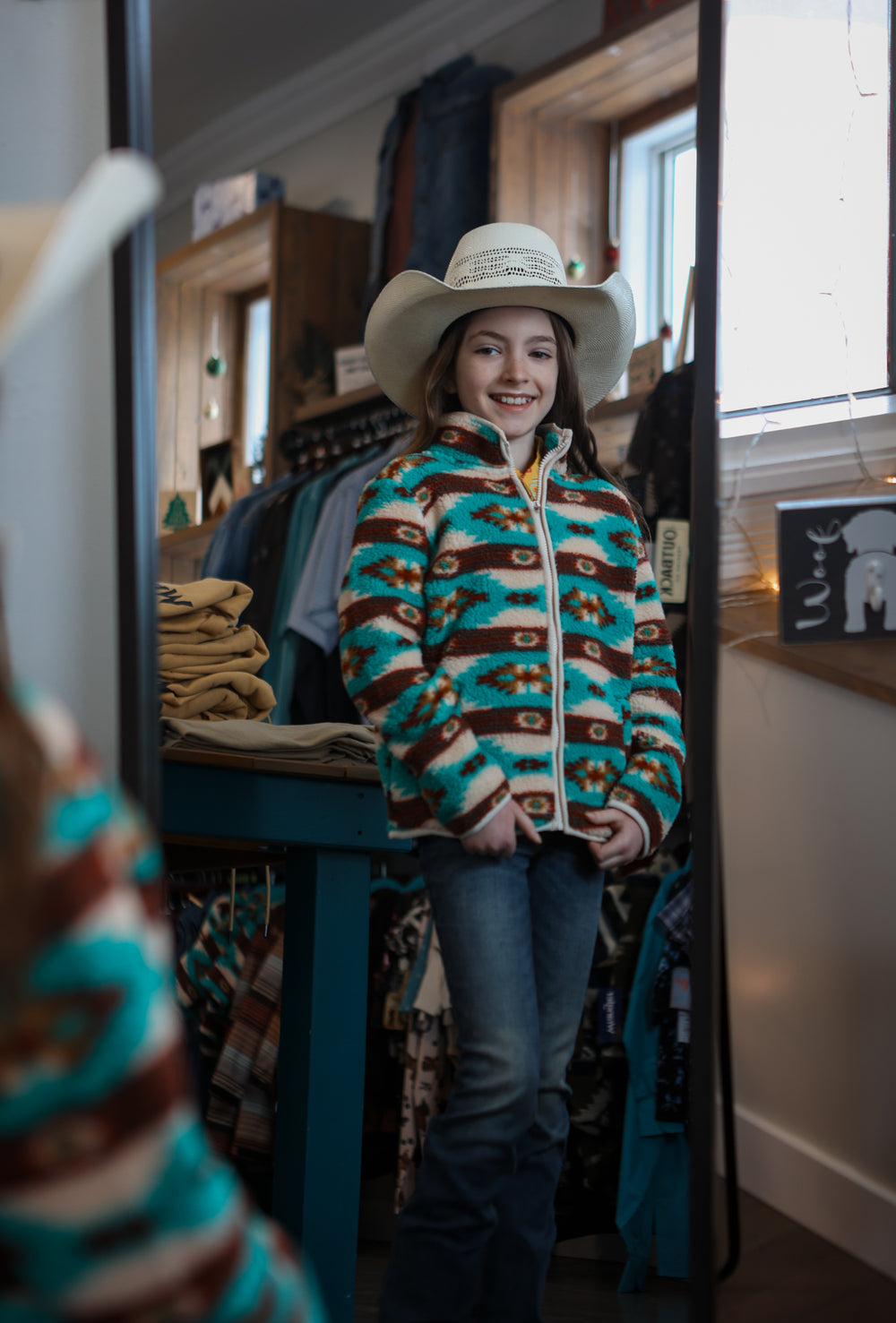 Wrangler - Girl's Southwestern Sherpa Full Zip Jacket