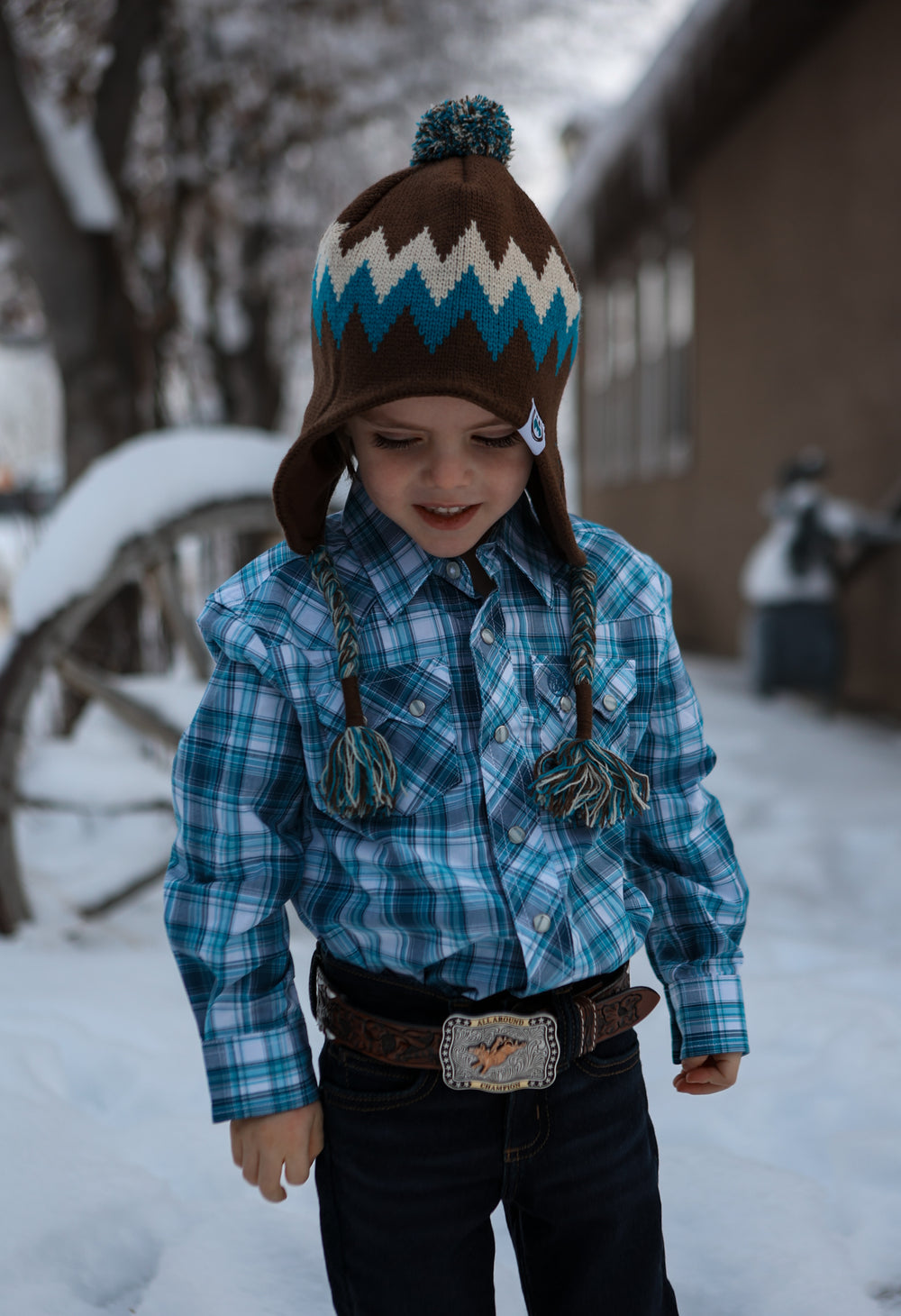 Wrangler - Boys Retro Long Sleeve Blue Plaid