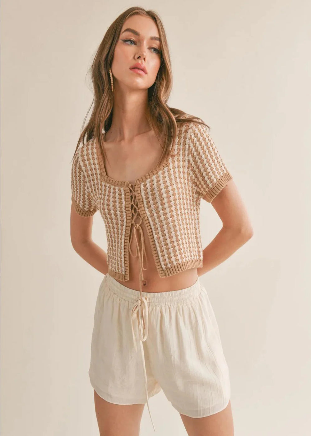 Sage The Label - Amore Lace Up Front Crop Sweater