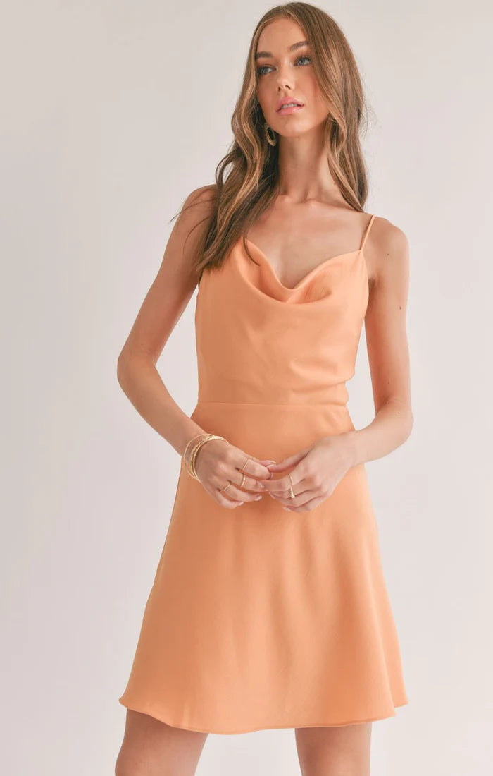 Sage The Label - Jess Cowl Tieback Mini Dress - Apricot