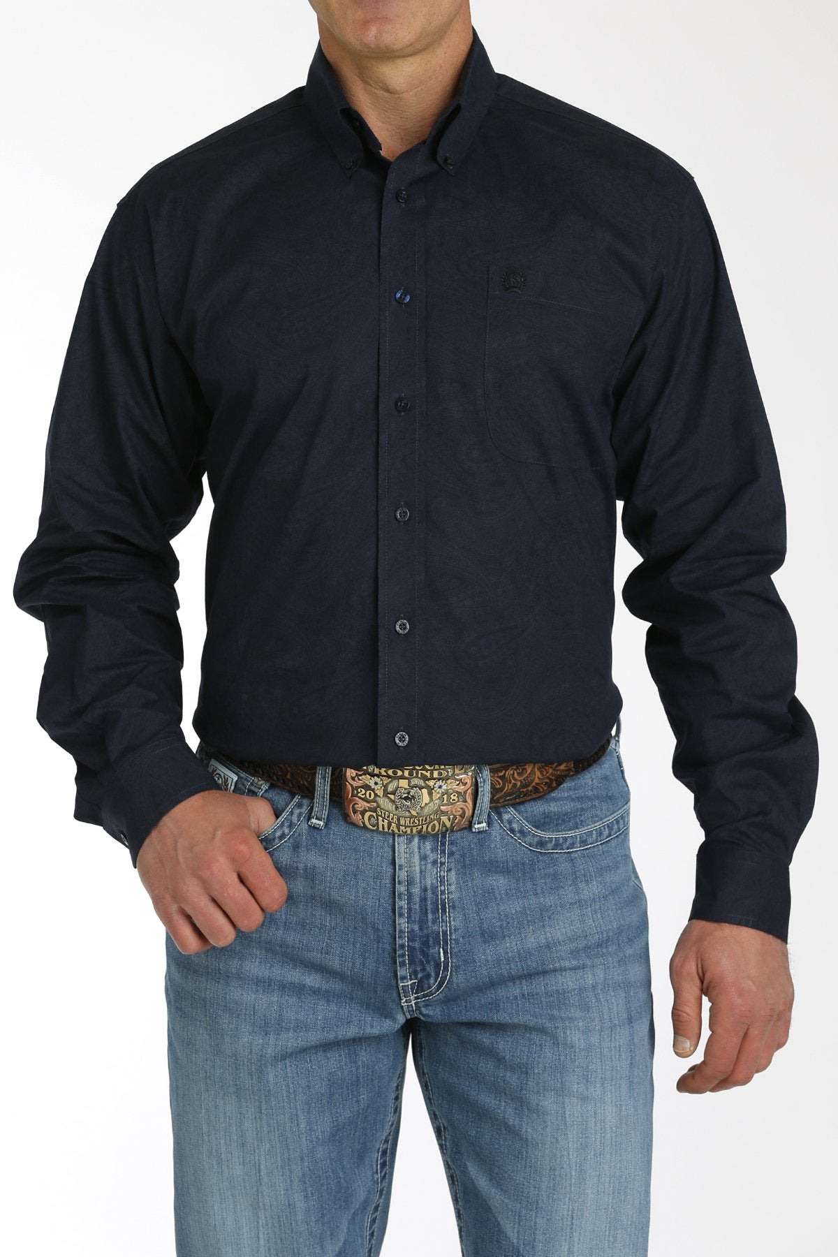 Cinch - Men's Long Sleeve Print - Navy