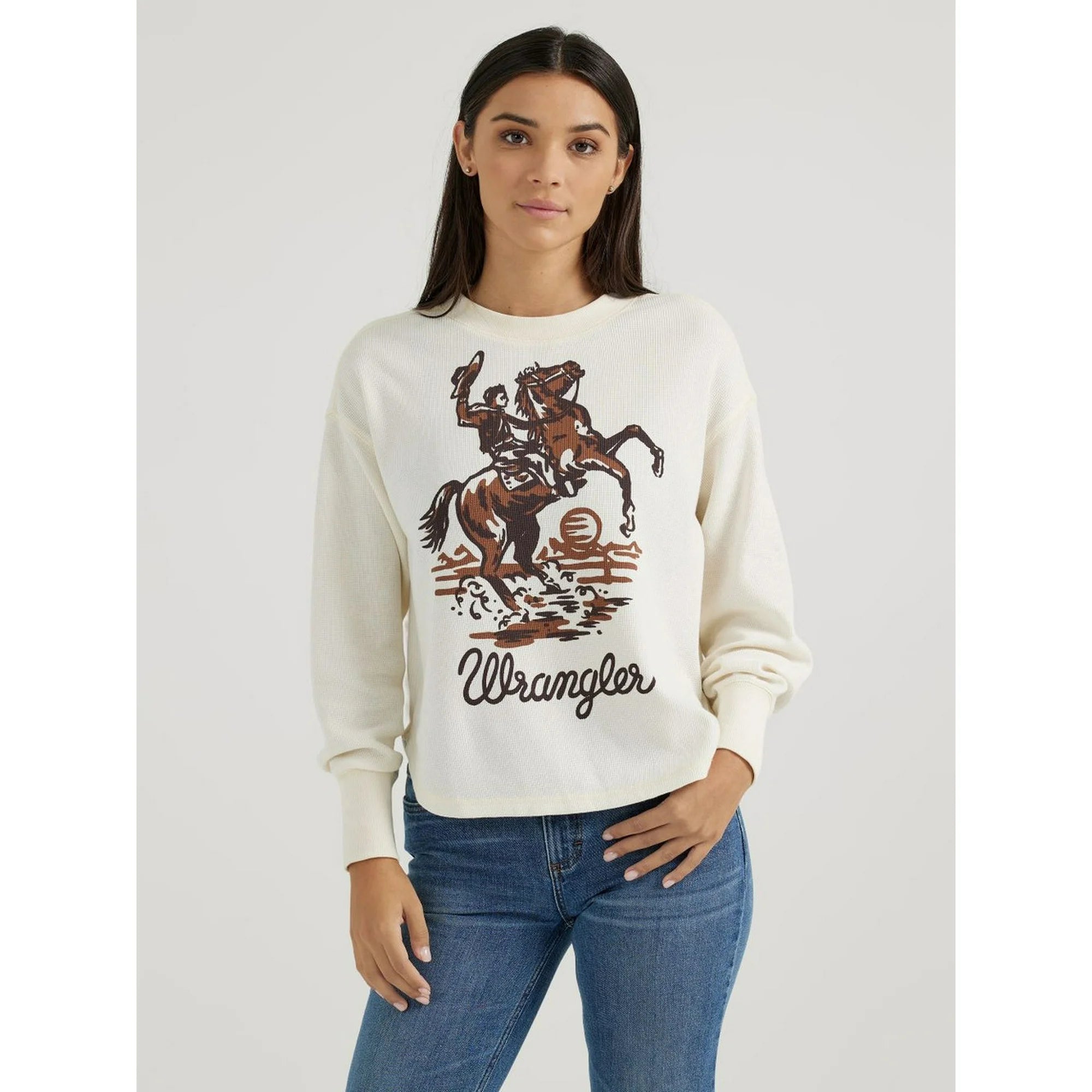 Wrangler - Women's Shirt Bucking Cowboy Waffle Thermal