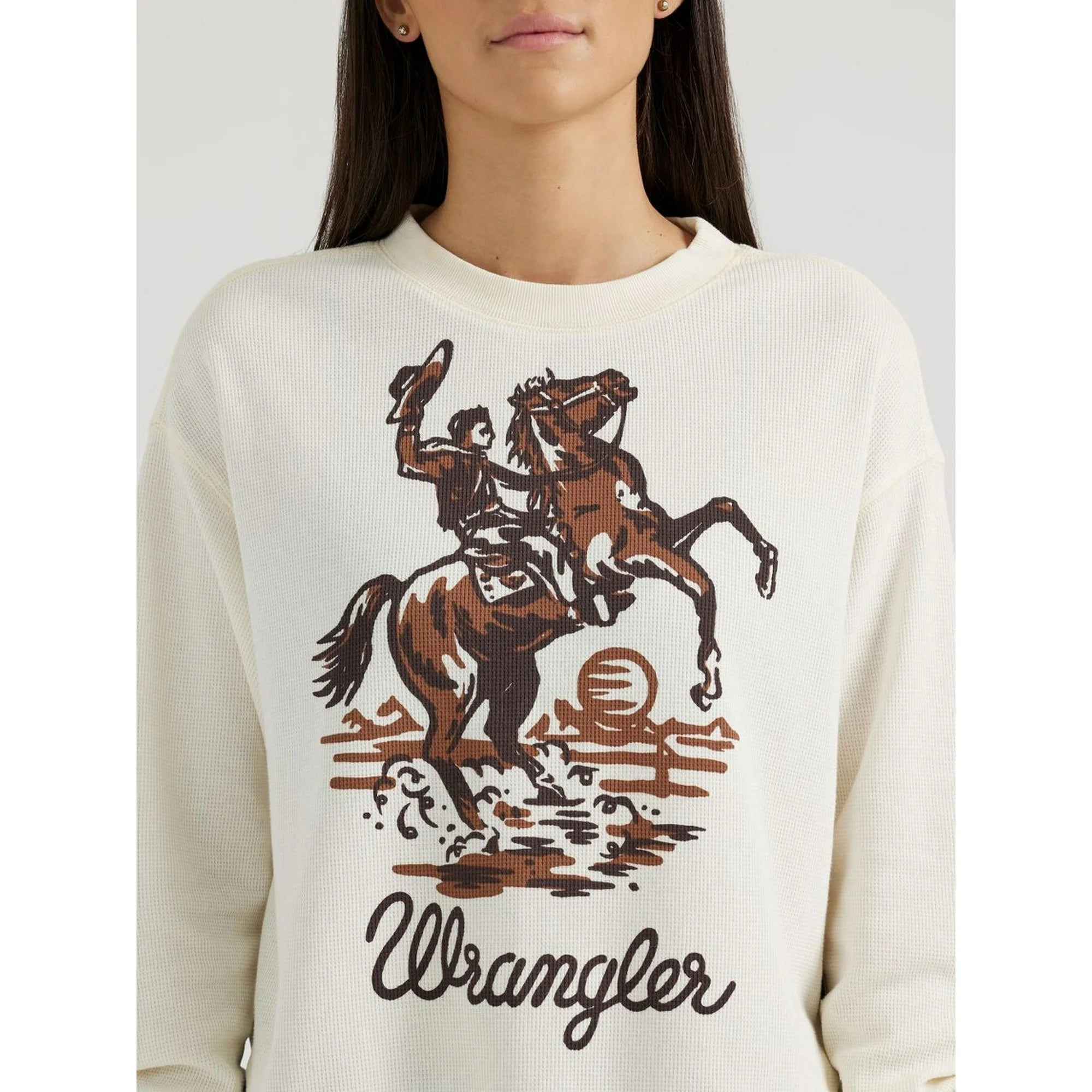 Wrangler - Women's Shirt Bucking Cowboy Waffle Thermal