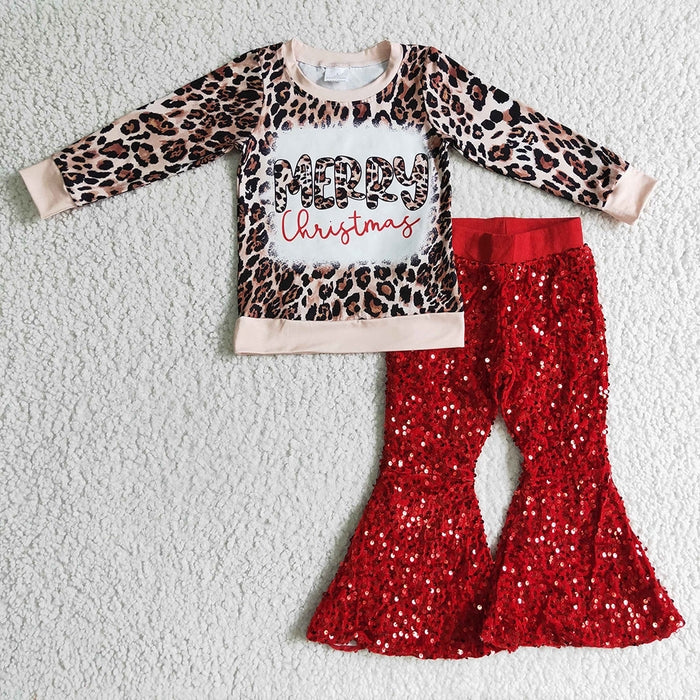 Little Girl Merry Christmas Sequin Set